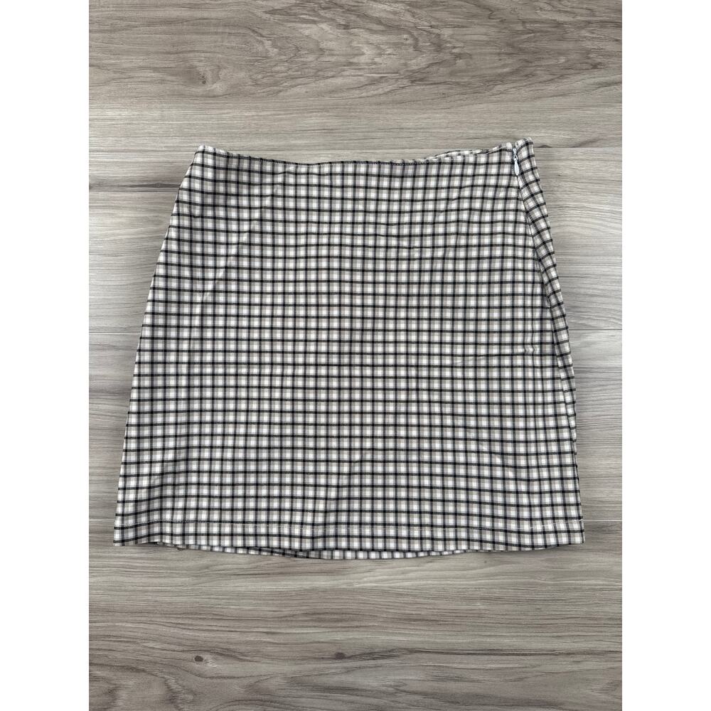Hollister Ultra High-Rise Mini Skirt Tan Black Plaid Medium